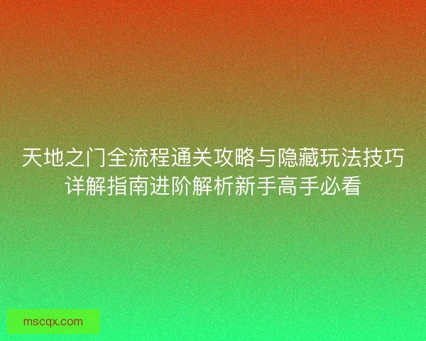 天地之门全流程通关攻略与隐藏玩法技巧详解指南进阶解析新手高手必看