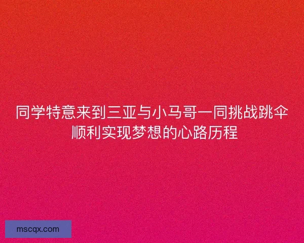 同学特意来到三亚与小马哥一同挑战跳伞 顺利实现梦想的心路历程